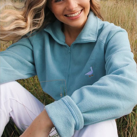 RARE! Mulberry Cropped Embroidered Goose Fleece - Picture 7 of 7